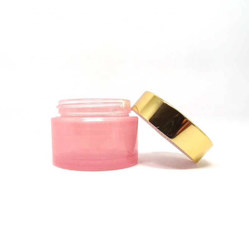 luxury custom 50g 100g pink empty cosmetic glass body face cream serum jar