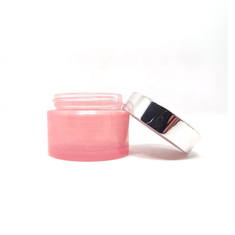 luxury custom 50g 100g pink empty cosmetic glass body face cream serum jar
