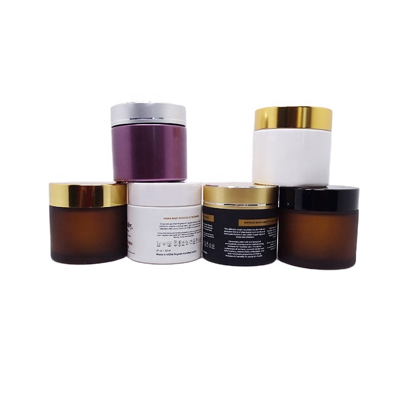 luxury custom 50ml 60ml 100ml empty white purple black cosmetic face cream glass  jars