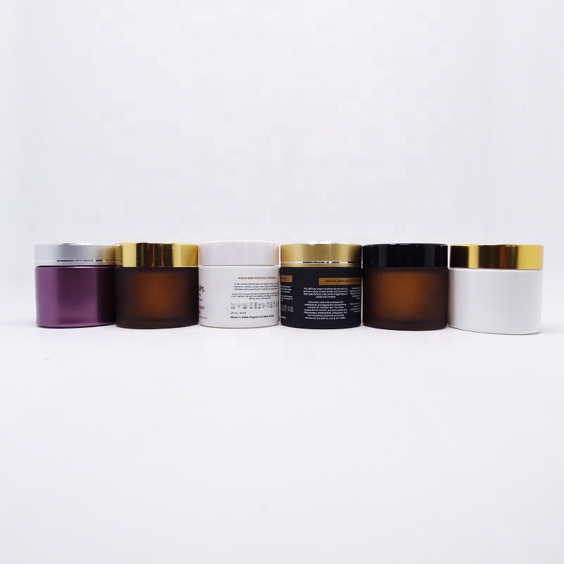 luxury custom 50ml 60ml 100ml empty white purple black cosmetic face cream glass jars