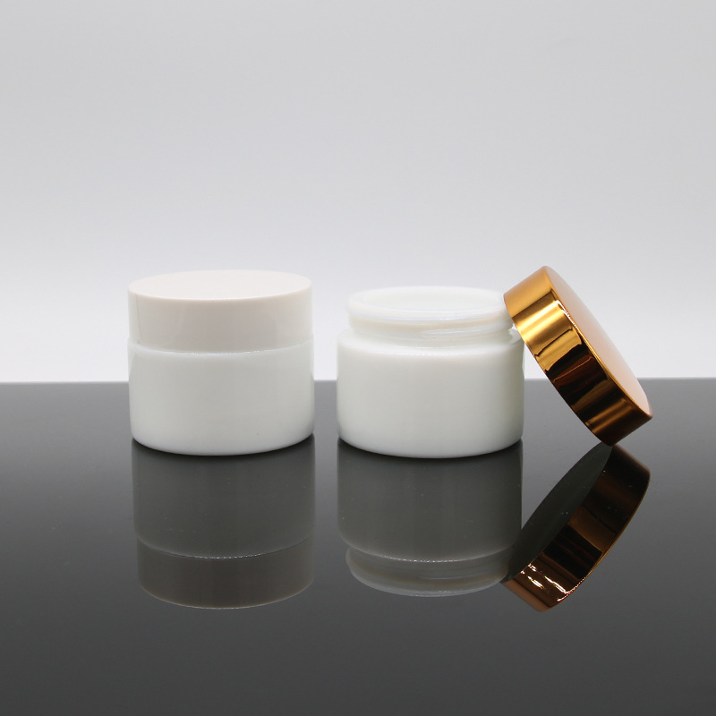 luxury cylinder milk white opal glass cosmetic cream jar emballage cosmetique