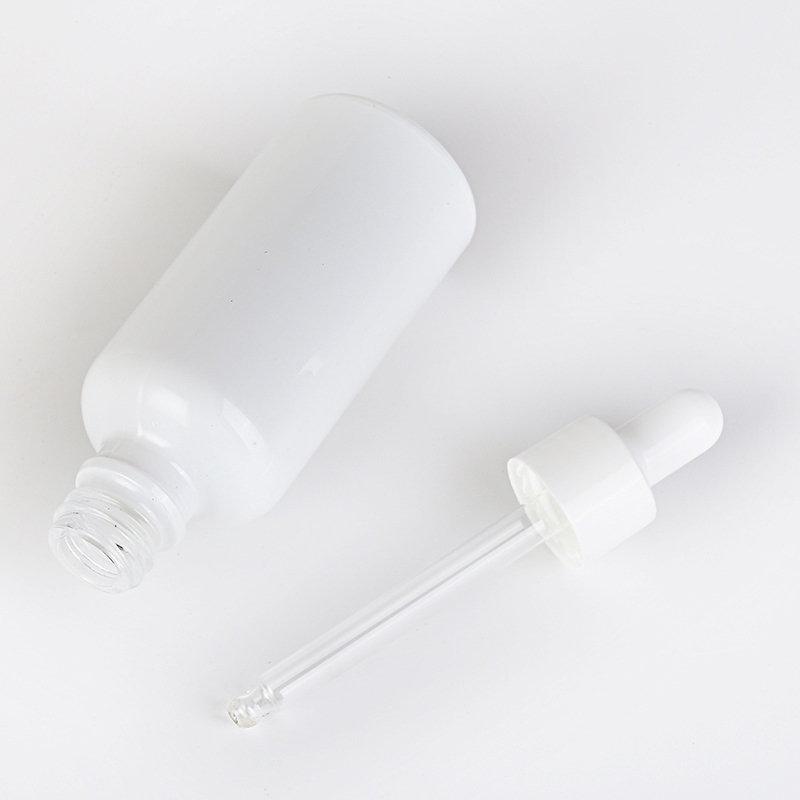 luxury cylinder milk white opal glass cosmetic cream jar emballage cosmetique