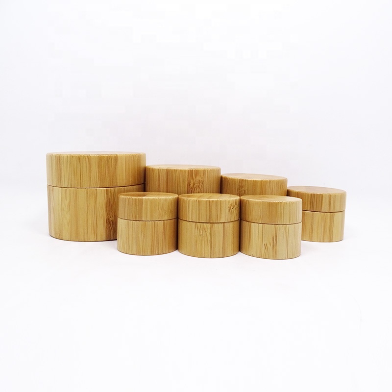 luxury eco friendly 50ml 100ml 200ml 250ml empty cosmetic bamboo jar wooden container  with pp inner