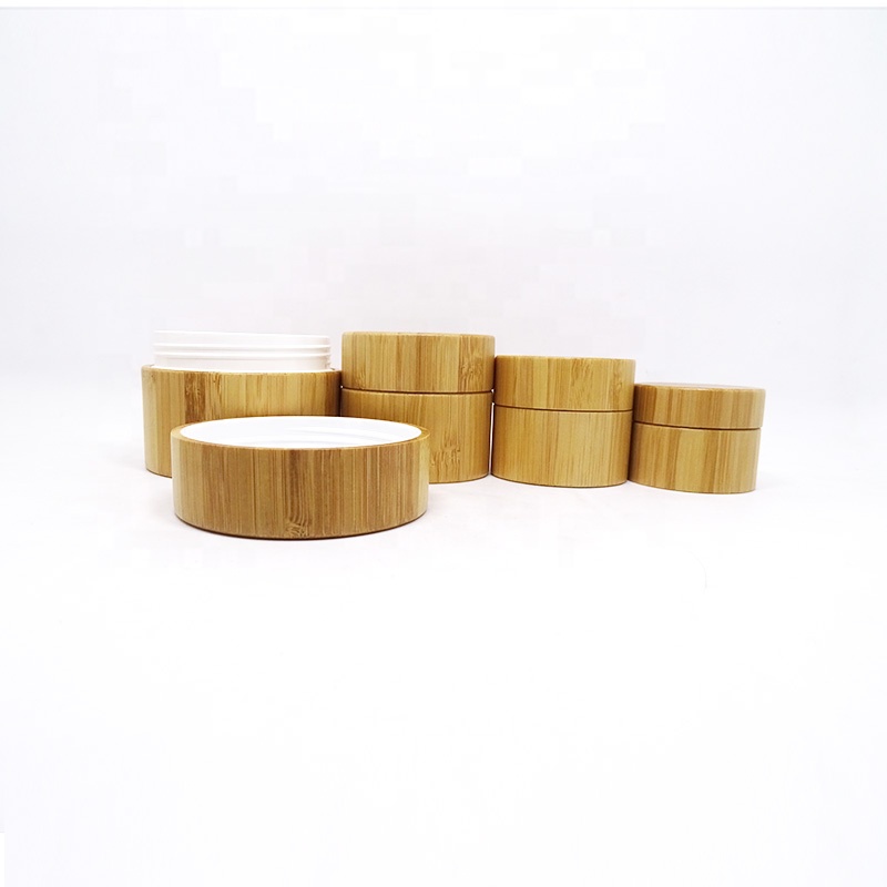 luxury eco friendly 50ml 100ml 200ml 250ml empty cosmetic bamboo jar wooden container with pp inner