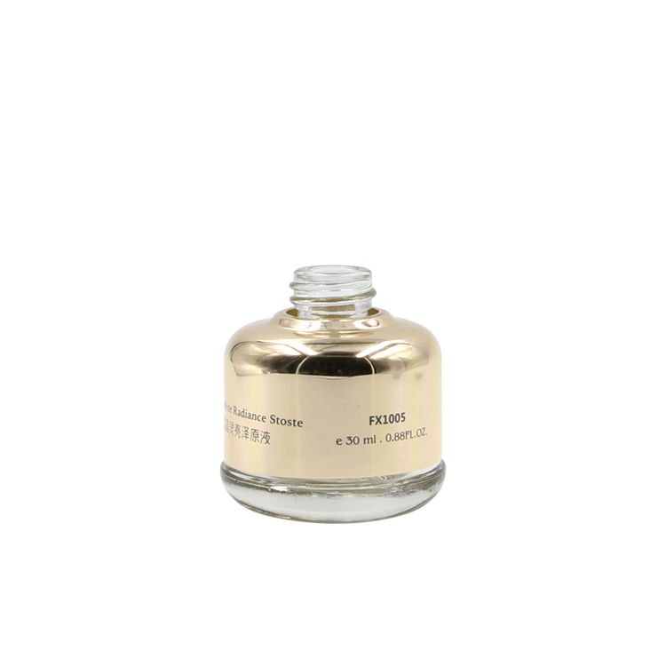 luxury electroplated glass bottles with dropper chrome gold UV coating serum bottles 30 ml