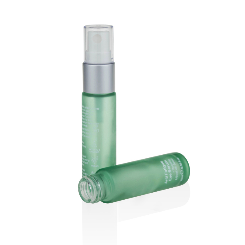 luxury elegant cosmetic packaging 5ml 10ml 15ml green frosted glass bottle with white sprayer