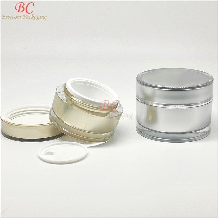 luxury empty 1oz scrub acrylic packaging cream container 5g 10g 30g 50g 100g 150g 200g 15g full silver cosmetic jar with lids
