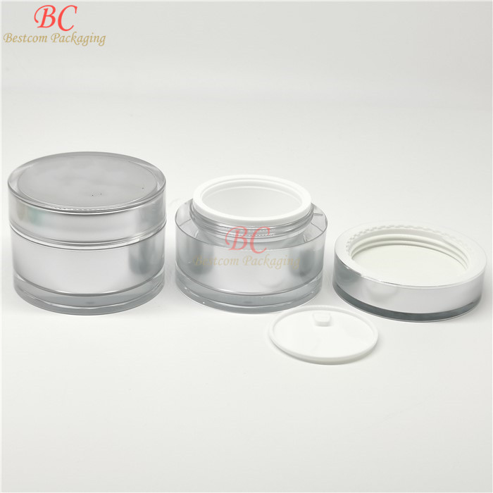luxury empty 1oz scrub acrylic packaging cream container 5g 10g 30g 50g 100g 150g 200g 15g full silver cosmetic jar with lids