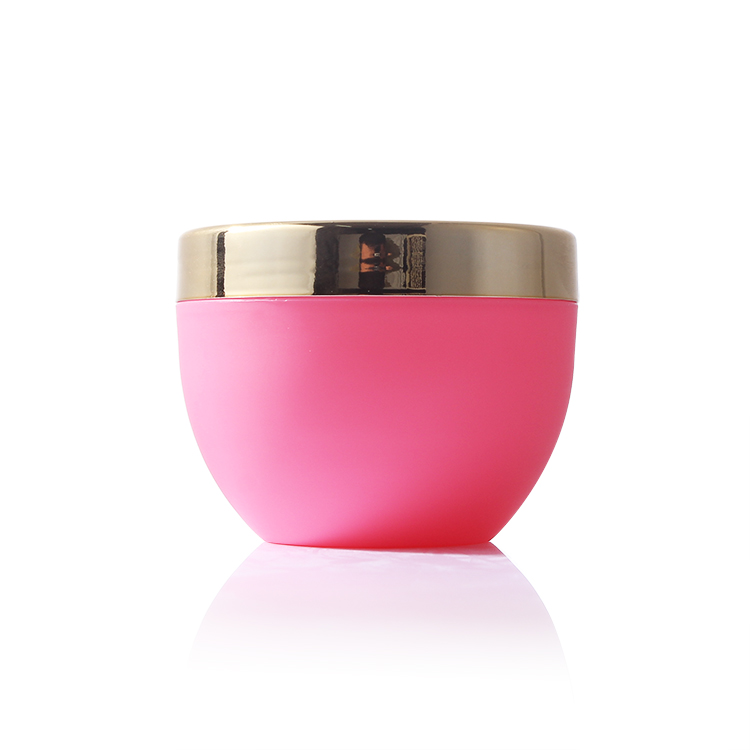 luxury empty 8oz matte pink cosmetic jars with golden cap