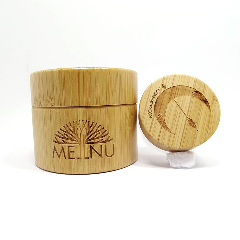 luxury empty bamboo bottles and glass cosmetic jars container for cosmetics with PP inner 15g 30g 50g 80g 100g 200g