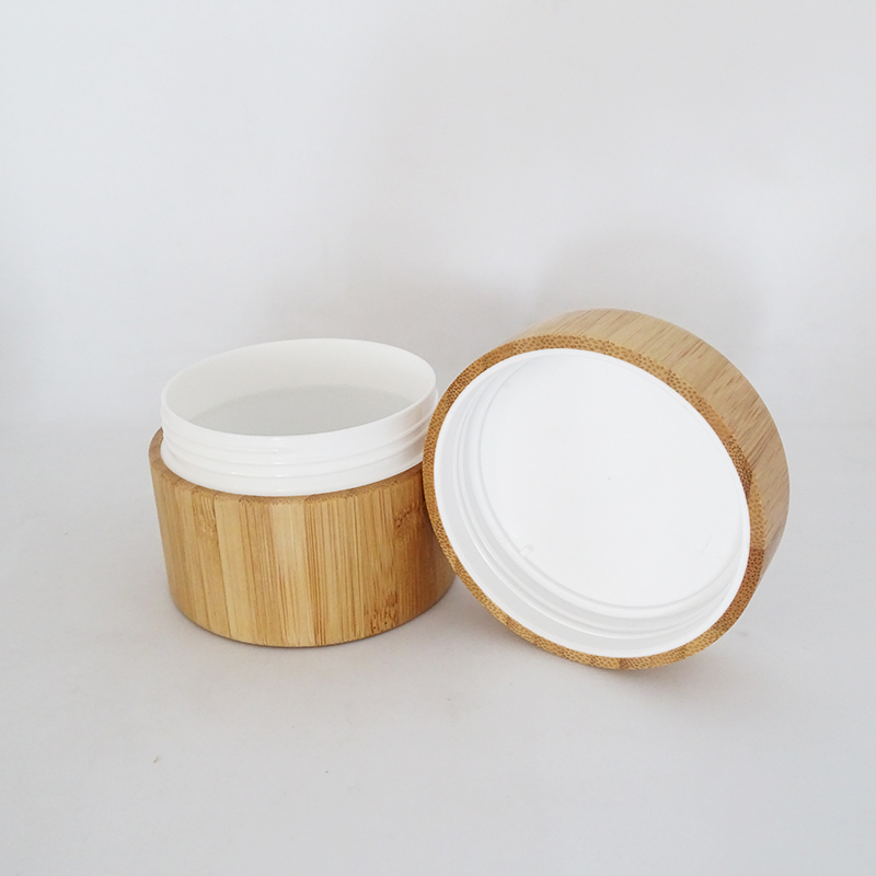 luxury empty bamboo bottles and glass cosmetic jars container for cosmetics with PP inner 15g 30g 50g 80g 100g 200g