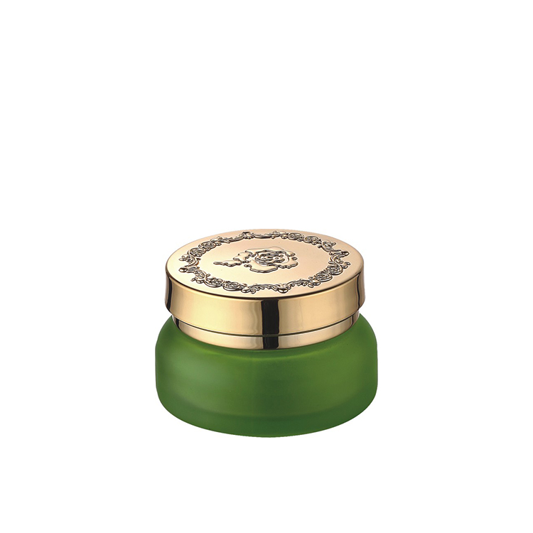 luxury empty frosted green glass container skincare eye cream lotion glass jar