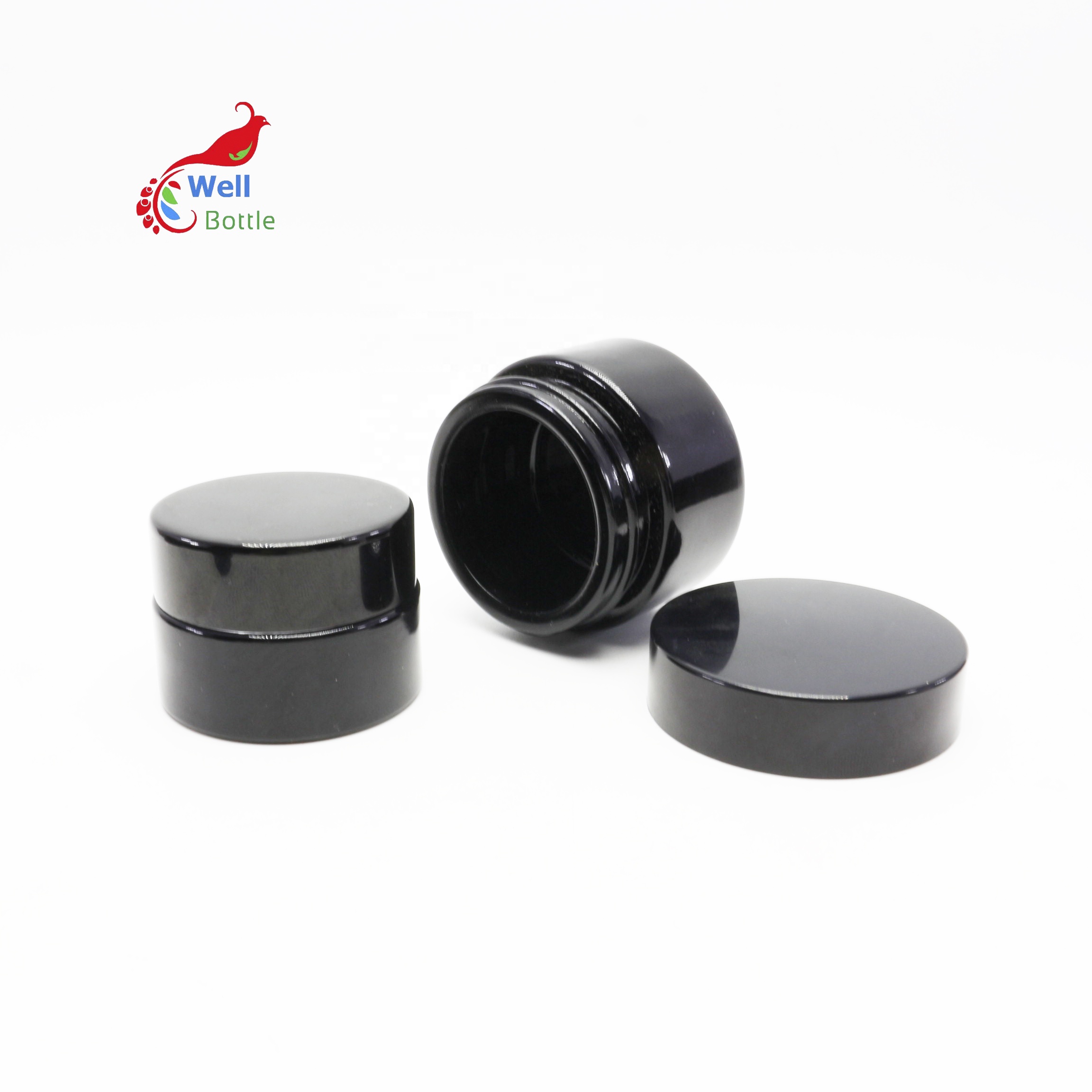 luxury eye cream 15ml 1/2oz black uv high quality dark violet glass jar container VJ-45B