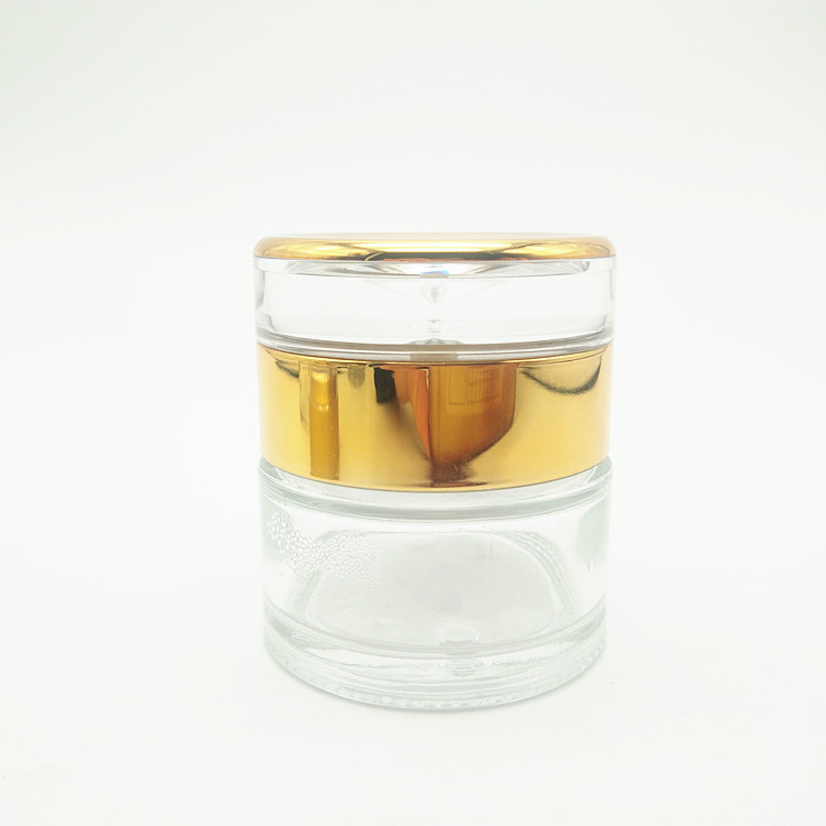 luxury face cream empty glass jar with acrylic water drop cap 30g