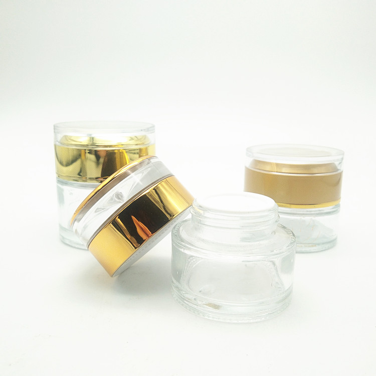 luxury face cream empty glass jar with acrylic water drop cap 30g