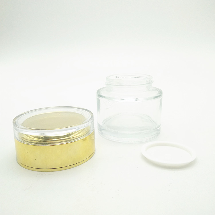 luxury face cream empty glass jar with acrylic water drop cap 30g