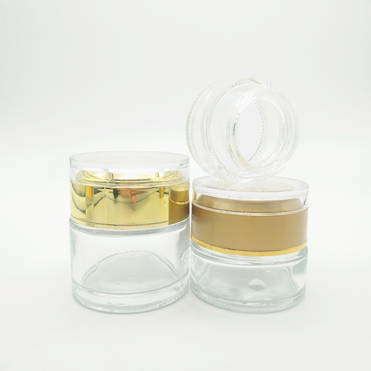 luxury face cream empty glass jar with acrylic water drop cap 30g