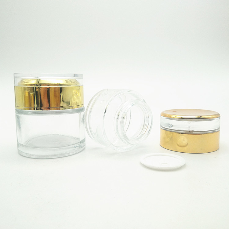 luxury face cream empty glass jar with acrylic water drop cap 30g