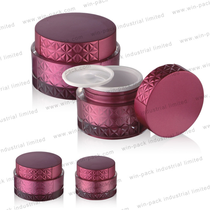 luxury fancy red round cosmetic empty acrylic cream jar with cosmetic packaging 30g 50g