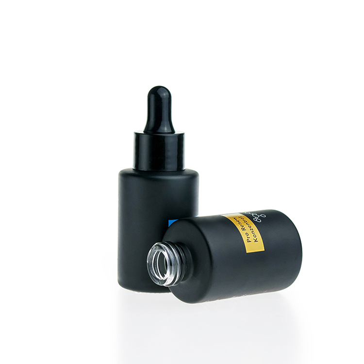 luxury flat shoulder 20ml 30ml 40ml 50ml 60ml 80ml 100ml 120ml matte black CBD Hemp herbal extracts serum glass bottle