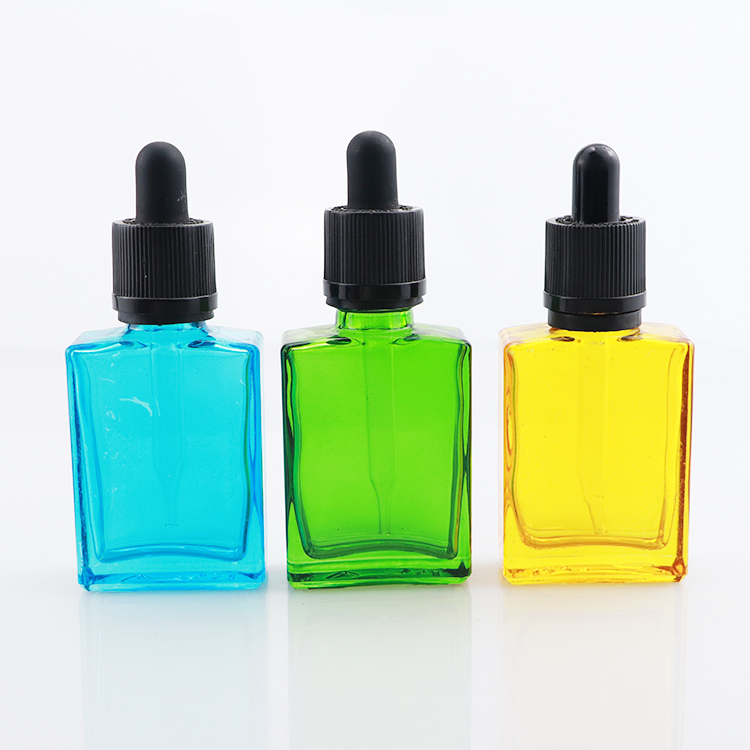 luxury flat square glass dropper bottle glass essential oil bottle 15ml 30ml 50ml 100ml for cosmetic perfume e liquid