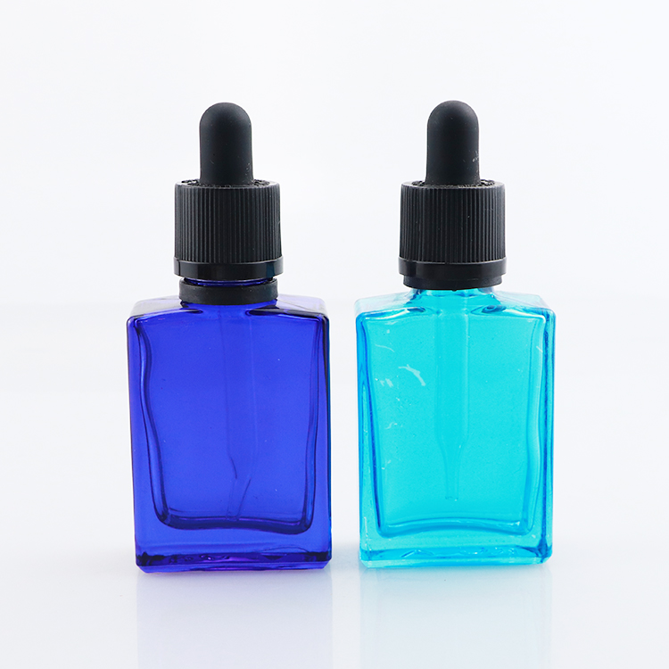 luxury flat square glass dropper bottle glass essential oil bottle 15ml 30ml 50ml 100ml for cosmetic perfume e liquid