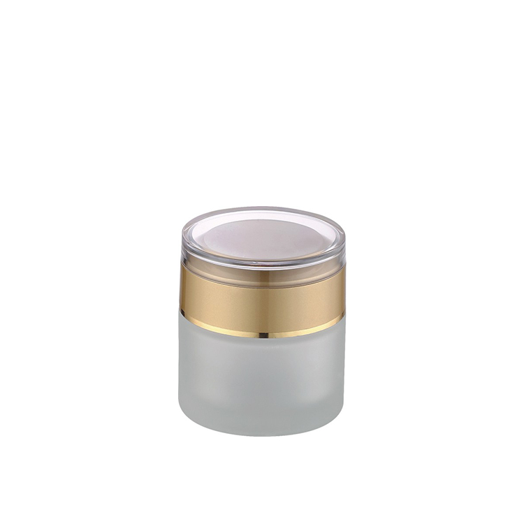luxury frosted glass round container cosmetic skincare eye cream lotion glass jar