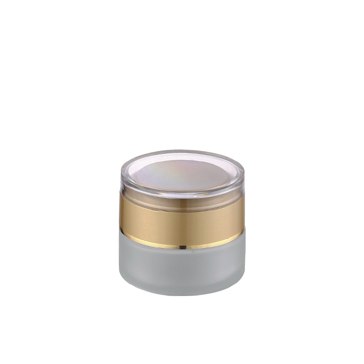 luxury frosted glass round container cosmetic skincare eye cream lotion glass jar