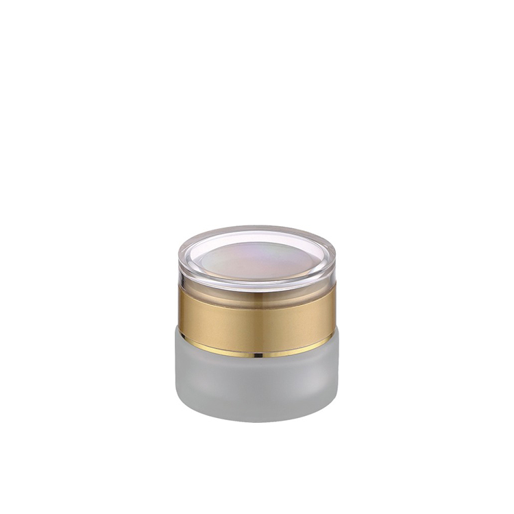 luxury frosted glass round container cosmetic skincare eye cream lotion glass jar