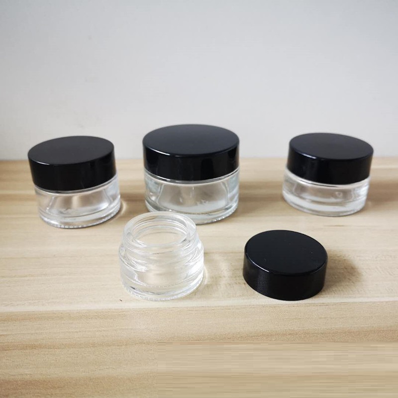 luxury glass Containers Cosmetics 30ml Mini Empty Jars with plastic caps