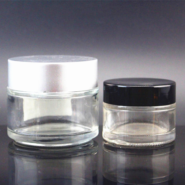 luxury glass Containers Cosmetics 30ml Mini Empty Jars with plastic caps