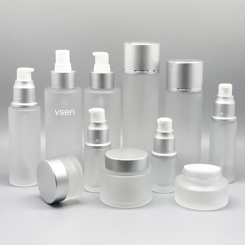 luxury glass bottle cosmetics Simple high end bottle shape cosmetic bottle  100ml  50ml  30ml   vsen