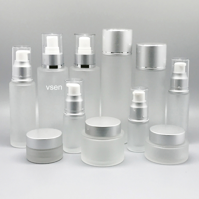 luxury glass bottle cosmetics Simple high end bottle shape cosmetic bottle 100ml 50ml 30ml vsen