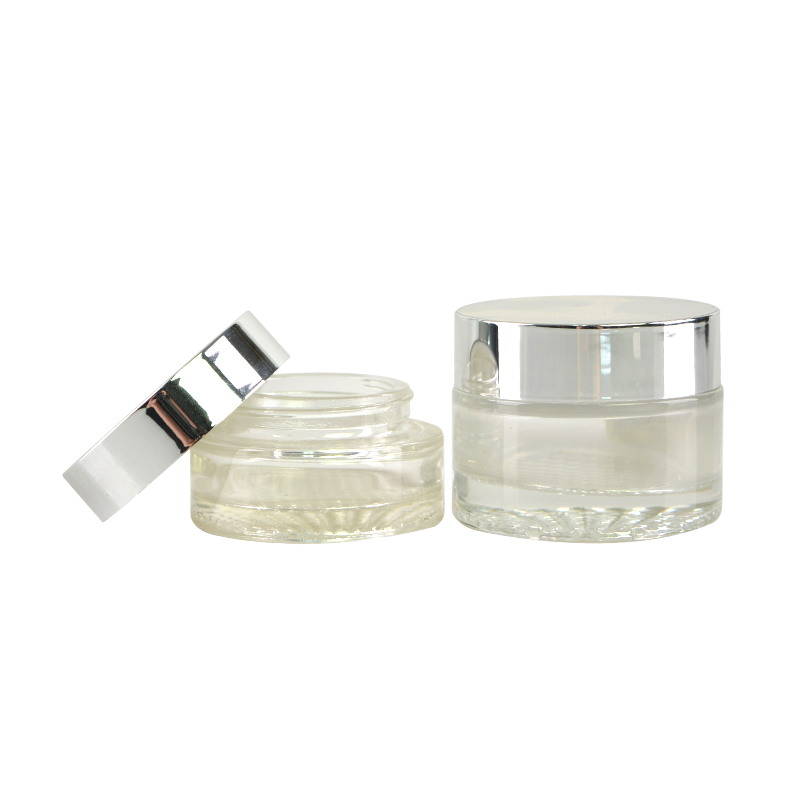 luxury glass bottle jar clear bottels for cream jar clear transparent nice cosmetic containers wholesale 30g 50g 60g 100g 120g