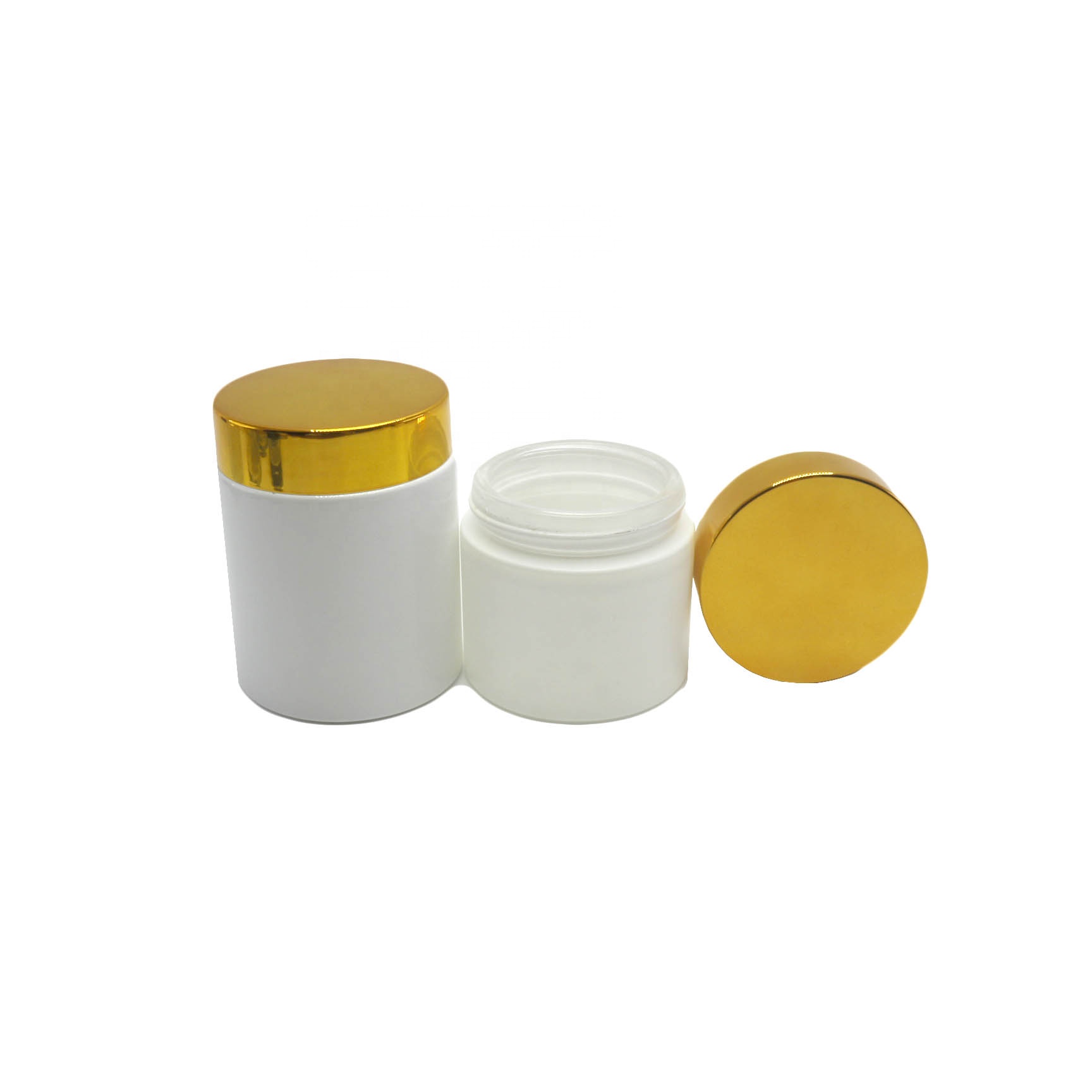 luxury glass cosmetic containers 5g 10g 15g 20g 30g 50g 60g 100g cream glass jar with gold lid GJ-CC32
