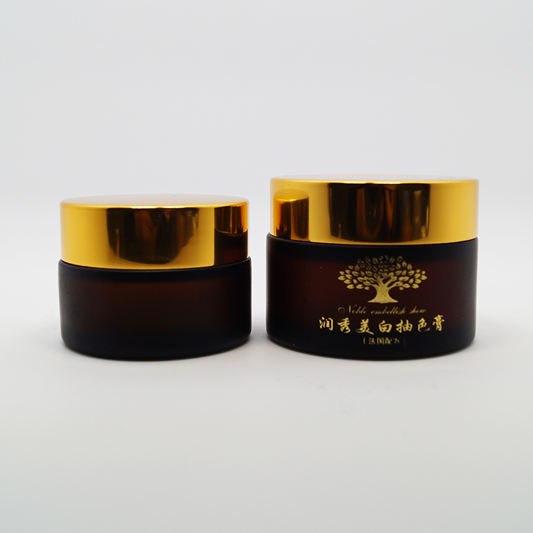 luxury glass cosmetic jars 5g 15g 10g 20g 30g 50g 100g 200g straight sided round white frosted cream lotion glass jar with gold