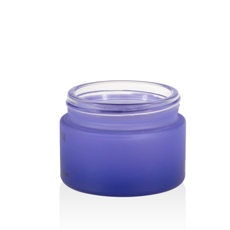 luxury glass cosmetic jars 5ml 10ml 20ml 30ml 50ml 100ml 200ml gradient matte purple night cream glass jar with matte silver lid