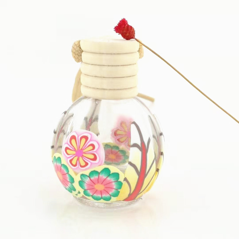 luxury glass cosmetic packaging pink color cosmetic packaging hanging car refullable perfume bottle 15ml