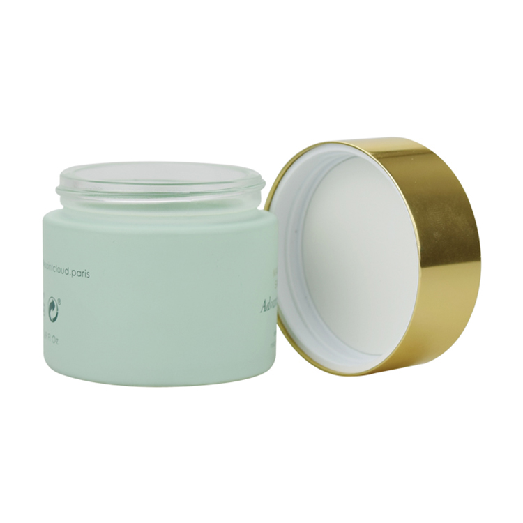 luxury gold lid 50ml glass jars 5g 10g 20g 30g 50g 100g 200g silk screen printing matte green glass cream jar