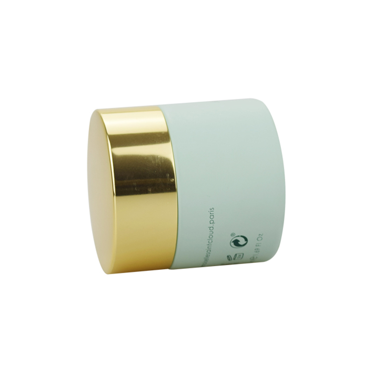 luxury gold lid 50ml glass jars 5g 10g 20g 30g 50g 100g 200g silk screen printing matte green glass cream jar