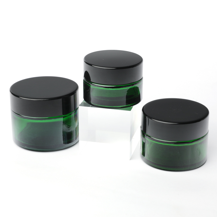 luxury high quality wholesale 5g 10g 20g 30g 50g 100g clear glass jar cream face care green printed empty cosmetics cream jar