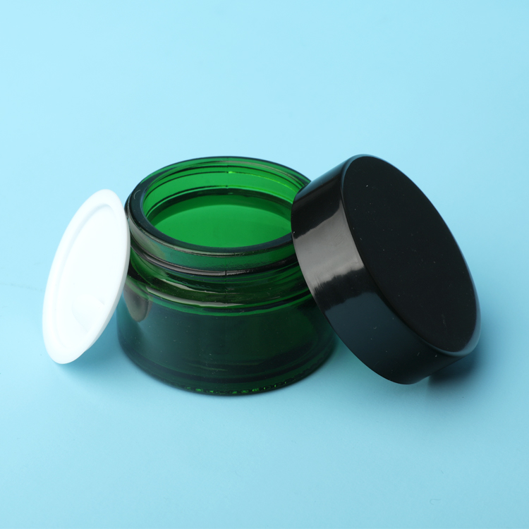 luxury high quality wholesale 5g 10g 20g 30g 50g 100g clear glass jar cream face care green printed empty cosmetics cream jar