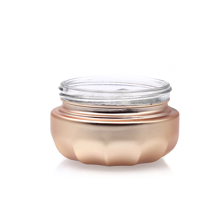 luxury jar packaging set with plastic golden emboss lid face cream jars cosmetic glass jar with screw top lid makeup set bottles