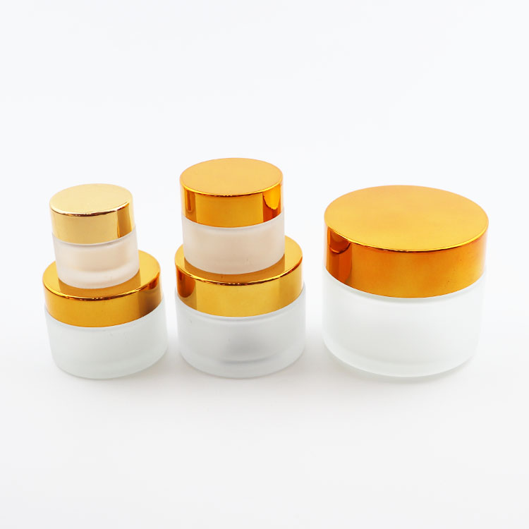 luxury jars for cosmetics cream cosmetic containers 5g 10g 15g 30g 50g 60g 100g glass jar with gold metal cap