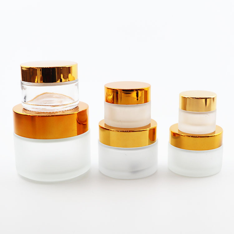 luxury jars for cosmetics cream cosmetic containers 5g 10g 15g 30g 50g 60g 100g glass jar with gold metal cap