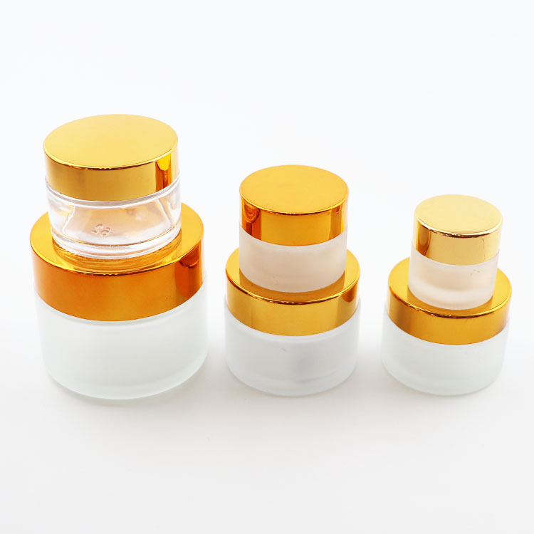 luxury jars for cosmetics cream cosmetic containers 5g 10g 15g 30g 50g 60g 100g glass jar with gold metal cap