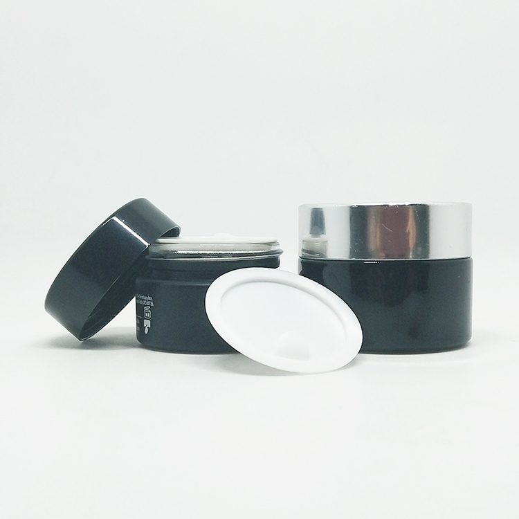 luxury matte black lid 50ml glass jars 5g 10g 20g 30g 50g 100g custom colored matte coral orange glass cream jar