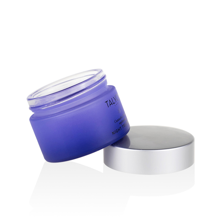 luxury matte silver lid 50ml glass jars 5g 10g 20g 30g 50g 100g 200g custom colored frosted gradient purple glass cream jar