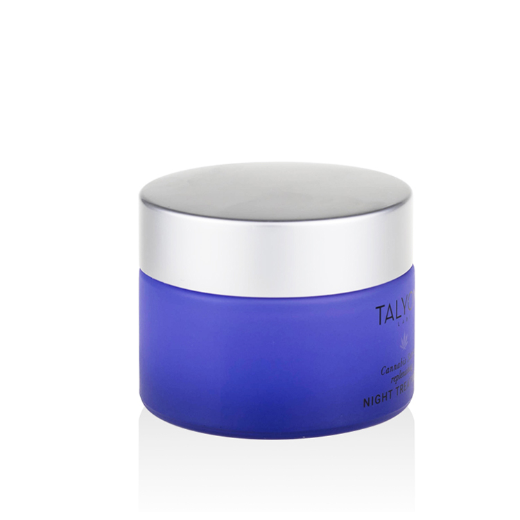 luxury matte silver lid 50ml glass jars 5g 10g 20g 30g 50g 100g 200g custom colored frosted gradient purple glass cream jar