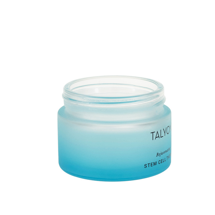 luxury matte silver lid 50ml glass jars 5g 10g 20g 30g 50g 100g 200g frosted gradient blue green straight sided glass cream jar